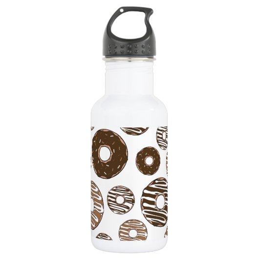 Donut Patroon, Chocolade Donuts, Karamel Donuts Waterfles (Voorkant)