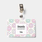 Donut Patroon Mooie Kleuren Badge (Achterkant met clip)