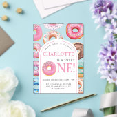 Donut Pattern 1st Birthday Party Eerste Zoete Acryl Uitnodigingen (Insitu (Huwelijk))