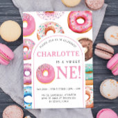 Donut Pattern 1st Birthday Party Eerste Zoete Kaart