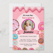 Donut Pattern 6e verjaardagsfeest uitnodiging (Voorkant)