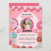 Donut Pattern 6e verjaardagsfeest uitnodiging (Voorkant / Achterkant)