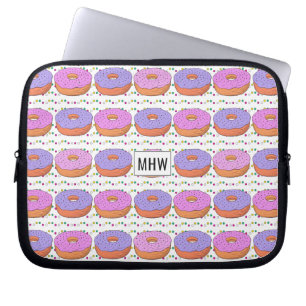 Donut Pattern aangepaste monogram laptophoezen Laptop Sleeve