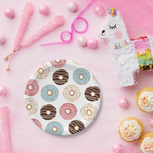 Donut Pattern Birthday Paper Borden Papieren Bordje (Feest)
