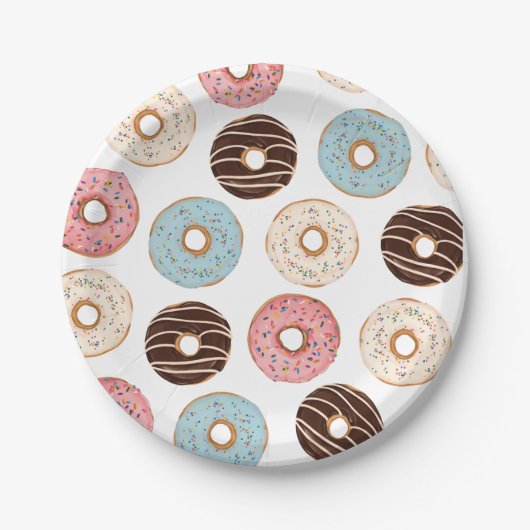 Donut Pattern Birthday Paper Borden Papieren Bordje (Voorkant)
