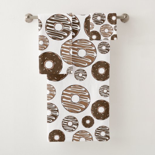 Donut Pattern, Chocolate Donuts, Karamel Donuts Bad Handdoek (Insitu)
