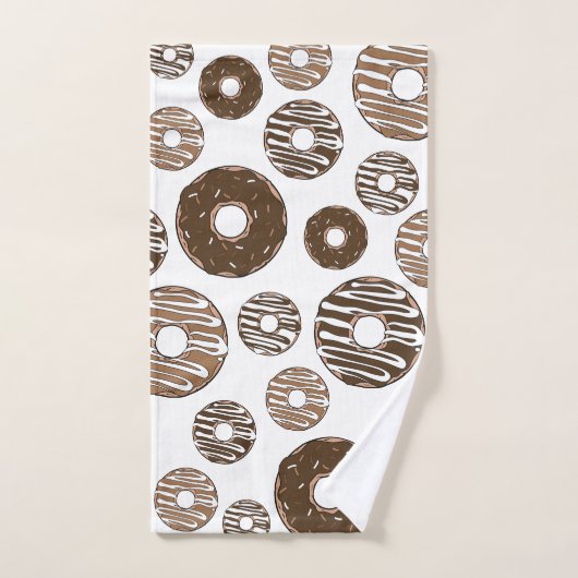 Donut Pattern, Chocolate Donuts, Karamel Donuts Bad Handdoek (Handdoek)