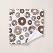 Donut Pattern, Chocolate Donuts, Karamel Donuts Bad Handdoek (Wasdoekje)