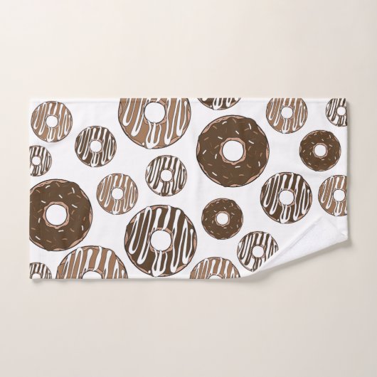 Donut Pattern, Chocolate Donuts, Karamel Donuts Bad Handdoek (Handdoek)