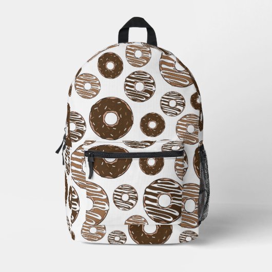 Donut Pattern, Chocolate Donuts, Karamel Donuts Bedrukte Rugzak (Voorkant)