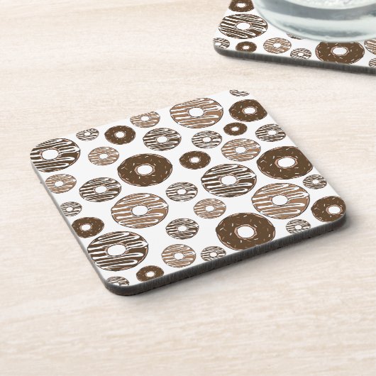Donut Pattern, Chocolate Donuts, Karamel Donuts Bier Onderzetter (Linkerzijde)