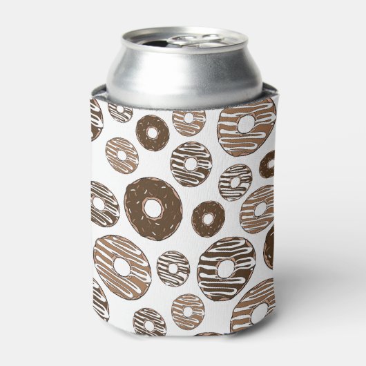 Donut Pattern, Chocolate Donuts, Karamel Donuts Blikjeskoeler (Blikje Voorkant)