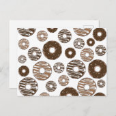 Donut Pattern, Chocolate Donuts, Karamel Donuts Briefkaart (Voorkant / Achterkant)