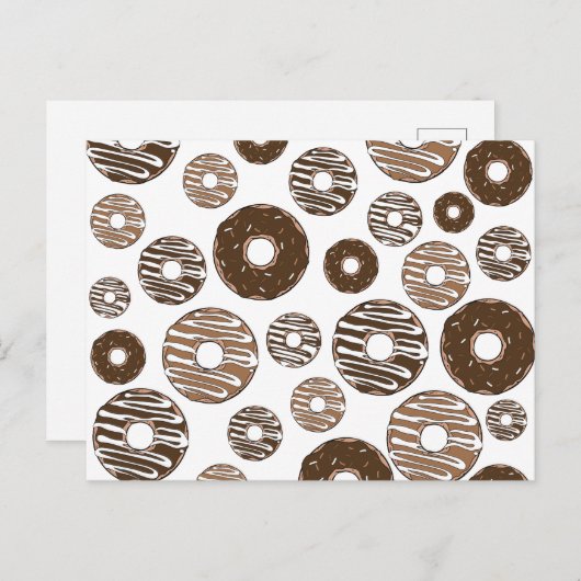 Donut Pattern, Chocolate Donuts, Karamel Donuts Briefkaart (Voorkant / Achterkant)
