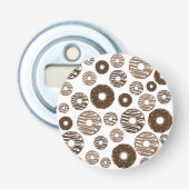 Donut Pattern, Chocolate Donuts, Karamel Donuts Button Flesopener (Voorkant)