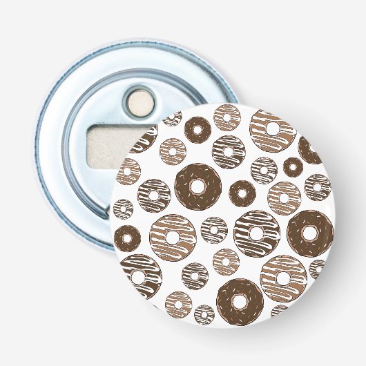 Donut Pattern, Chocolate Donuts, Karamel Donuts Button Flesopener (Voorkant)