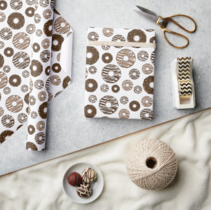 Donut Pattern, Chocolate Donuts, Karamel Donuts Cadeaupapier