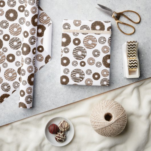 Donut Pattern, Chocolate Donuts, Karamel Donuts Cadeaupapier (Crafts)