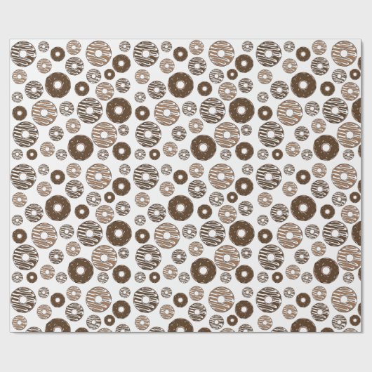 Donut Pattern, Chocolate Donuts, Karamel Donuts Cadeaupapier (Vlak)