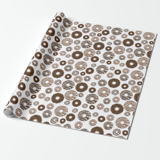 Donut Pattern, Chocolate Donuts, Karamel Donuts Cadeaupapier (Uitgerold)
