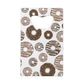 Donut Pattern, Chocolate Donuts, Karamel Donuts Creditkaart Flessenopener (Achterkant)