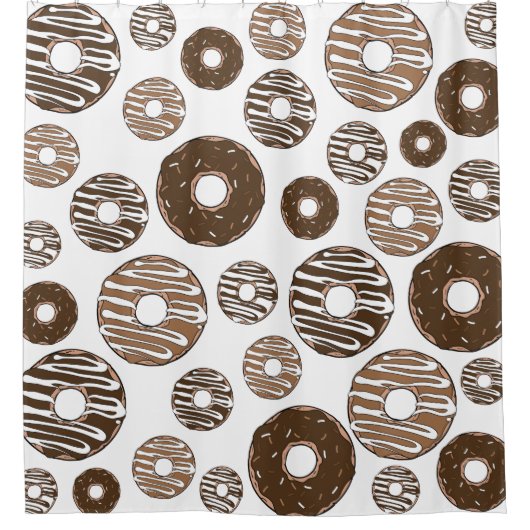 Donut Pattern, Chocolate Donuts, Karamel Donuts Douchegordijn (Voorkant)