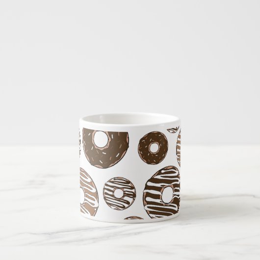 Donut Pattern, Chocolate Donuts, Karamel Donuts Espresso Kop (Voorkant)