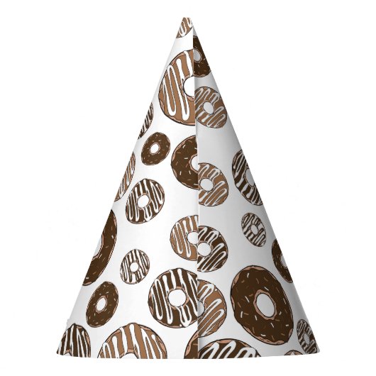 Donut Pattern, Chocolate Donuts, Karamel Donuts Feesthoedjes (Achterkant)