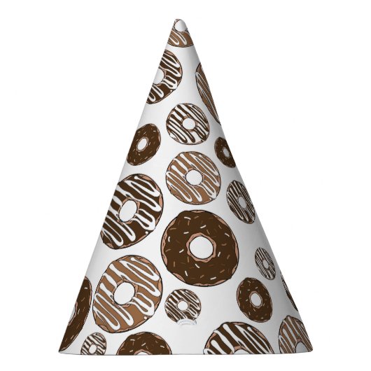 Donut Pattern, Chocolate Donuts, Karamel Donuts Feesthoedjes (Rechts)