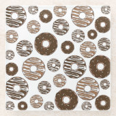 Donut Pattern, Chocolate Donuts, Karamel Donuts Glazen Onderzetter (Voorkant)