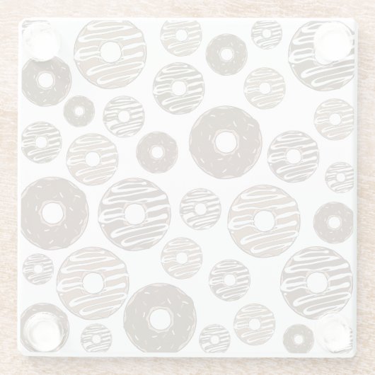 Donut Pattern, Chocolate Donuts, Karamel Donuts Glazen Onderzetter (Achterkant)