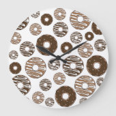 Donut Pattern, Chocolate Donuts, Karamel Donuts Grote Klok (Voorkant)