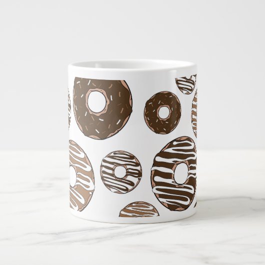 Donut Pattern, Chocolate Donuts, Karamel Donuts Grote Koffiekop (Voorkant)