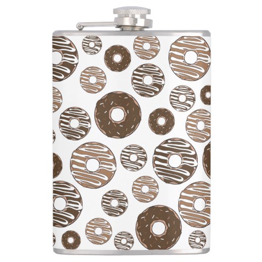 Donut Pattern, Chocolate Donuts, Karamel Donuts Heupfles (Voorkant)