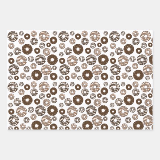 Donut Pattern, Chocolate Donuts, Karamel Donuts Inpakpapier Vel (Voorkant 2)
