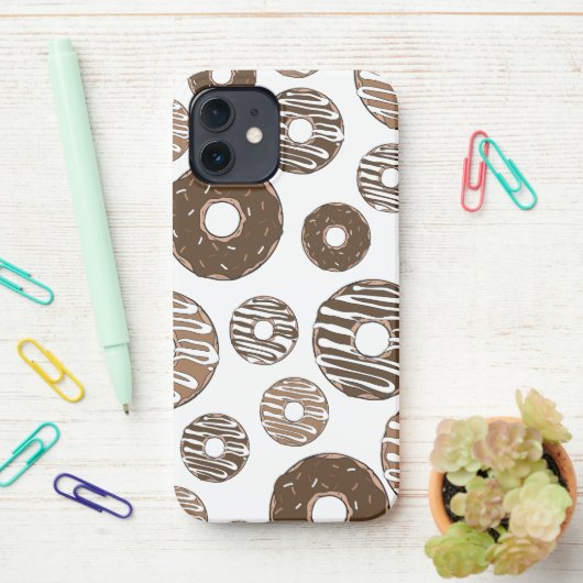 Donut Pattern, Chocolate Donuts, Karamel Donuts iPhone Hoesje (Op bureau)