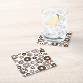 Donut Pattern, Chocolate Donuts, Karamel Donuts Kartonnen Onderzetters