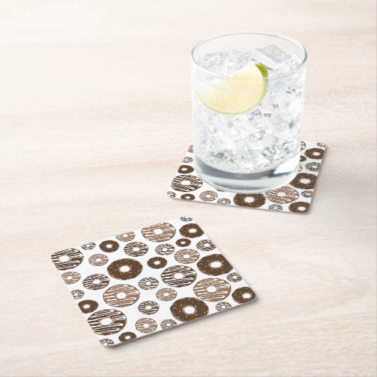 Donut Pattern, Chocolate Donuts, Karamel Donuts Kartonnen Onderzetters (Insitu)