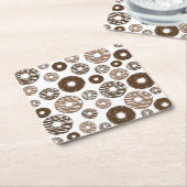 Donut Pattern, Chocolate Donuts, Karamel Donuts Kartonnen Onderzetters (Schuin)
