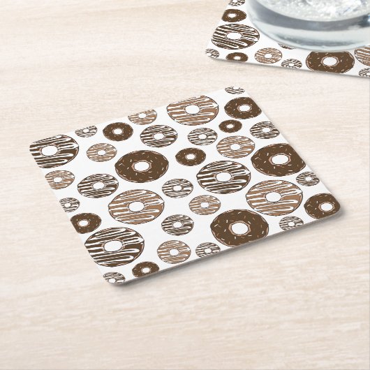 Donut Pattern, Chocolate Donuts, Karamel Donuts Kartonnen Onderzetters (Schuin)