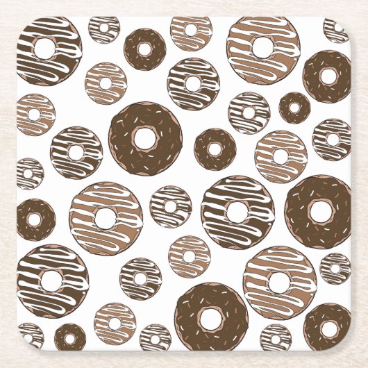 Donut Pattern, Chocolate Donuts, Karamel Donuts Kartonnen Onderzetters (Voorkant)