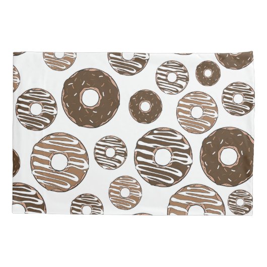 Donut Pattern, Chocolate Donuts, Karamel Donuts Kussensloop (Achterkant)