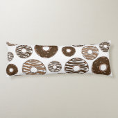 Donut Pattern, Chocolate Donuts, Karamel Donuts Lichaamskussen (Achterkant)
