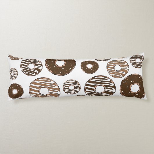 Donut Pattern, Chocolate Donuts, Karamel Donuts Lichaamskussen (Achterkant)