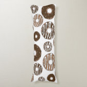 Donut Pattern, Chocolate Donuts, Karamel Donuts Lichaamskussen (Voorkant Verticaal)