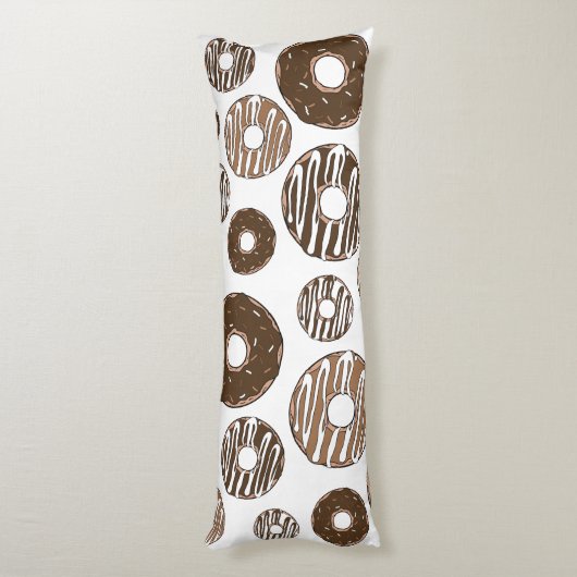 Donut Pattern, Chocolate Donuts, Karamel Donuts Lichaamskussen (Achterkant (Verticaal))