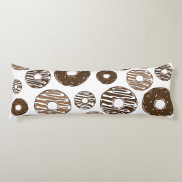 Donut Pattern, Chocolate Donuts, Karamel Donuts Lichaamskussen
