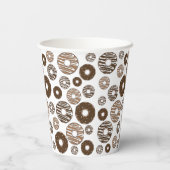 Donut Pattern, Chocolate Donuts, Karamel Donuts Papieren Bekers (Achterkant)