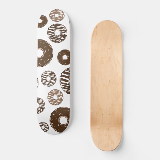Donut Pattern, Chocolate Donuts, Karamel Donuts Persoonlijk Skateboard (Voorkant)
