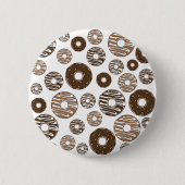 Donut Pattern, Chocolate Donuts, Karamel Donuts Ronde Button 5,7 Cm (Voorkant)